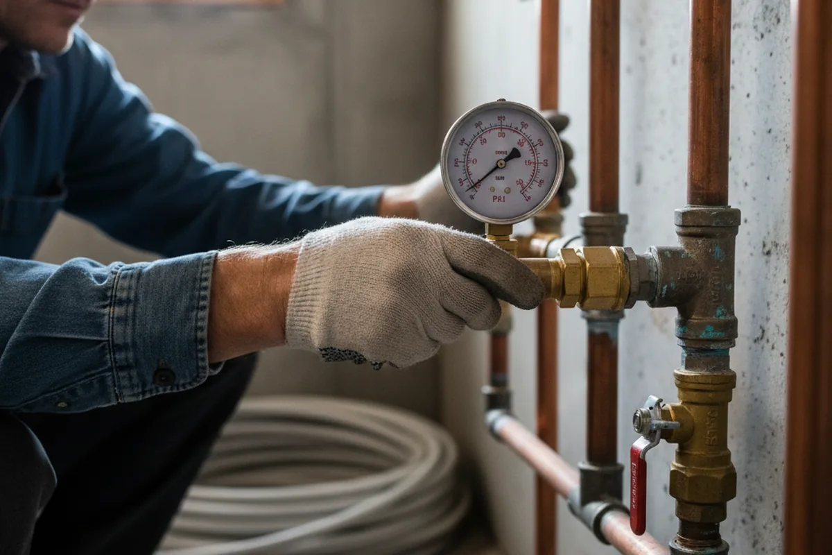 Pressure testing a repaired line during Water Line Repair in Tarzana